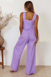 Dodobye Cotton Waist-Tie Square Neck Pants Set