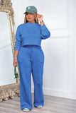 Dodobye Crew Neck Crop Top Wide Leg Long Pants Suits