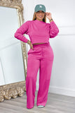 Dodobye Crew Neck Crop Top Wide Leg Long Pants Suits