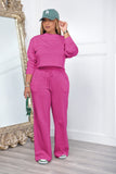 Dodobye Crew Neck Crop Top Wide Leg Long Pants Suits