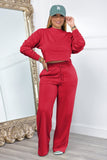 Dodobye Crew Neck Crop Top Wide Leg Long Pants Suits