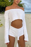 Dodobye Crew Neck Knitted Crop Top Shorts Set