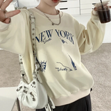 christmas outfit Dodobye Embroidered Star Pullover Oversized Sweatshirt