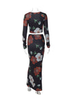 Dodobye Floral Print Crop Top Midi Skirt Suits