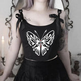 Dodobye Harajuku Grunge Corset Crop Top Lace Trim Sleeveless Tank Top Gothic Black Emo Alt Clothes y2k Punk Vest Women Streetwear