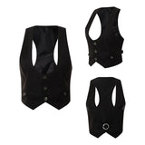 Dodobye Women's Dressy Waistcoat Racerback Vest Tuxedo Suit Waistcoat Vintage Steampunk Jacquard Jacket Punk Style Corsetier