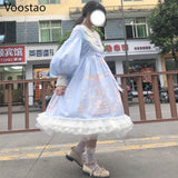 Dodobye  Japanese Spring Summer sweet Lolita Dress Women Kawaii Victorian Tea Party Long Sleeves Lace Gothic Girls Lolita Dresses Cosplay