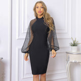 Dodobye Black Bandage Dress 2024 New Arrival  Long Sleeve Bandage Dress Bodycon Summer Women Mesh Night Club Party Dress