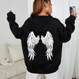 Dodobye Streetwear Harajuku Angel Wings Zipper Hoodie Y2K Retro Gothic Oversized Hood Punk Print Clothes Hip-Hop High Street Sweatshirts