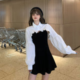 Dodobye Elegant Party Dress Women Long Sleeve Sweet Empire High Street Mini Dress Gothic Y2k Dress Korean Summer  Female Outfits