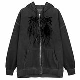 Dodobye Halloween Skeleton Print Jackets Coat Grunge Gothic Oversized Hoodies Women Autumn Vintage Sweatshirt Y2K Female Clothes