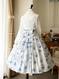 Dodobye Blue Rose Watercolor Dress And Bolero Cardigan [Planned To Be Shipped From Late April To Early May 2024]