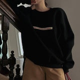 christmas outfit Dodobye Letter Print Oversized Pullover Sweatshirt