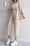 Dodobye Long Sleeve Solid Color Shirt Long Pants Set