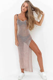 Dodobye Mesh Crew Neck Slit Tank Dress