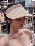 Dodobye Straw Hat Women's Summer Age-Reducing Woven Running Topless Hat