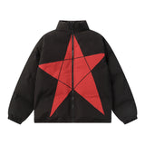 winter outfits men Zichi Clothing Club Winter American Retro Star Patch Color Matching Couple Cotton-Padded Clothes Men and Women Loose Bread Cotton-Padded Clothes