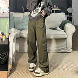 masc outfits American Retro High Street Overalls Men's Straight Wide Leg Casual Pants New Fashion Trendy Ins Trousers