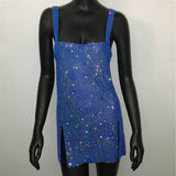 cybergoth dress to impress Fashion Women's Sexy Low Cut Rhinestone Dress Hot Girl Short Skirt Metal Suspender Dress Gown