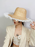 Dodobye Sun Hat Fashion Wind Straw Women's Burrs Straw Hat