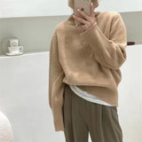 fall brunch outfit Japanese Style Retro Pile Turtleneck Sweater Women's Loose Lazy Niche Autumn and Winter Soft Glutinous Style Pullover Top