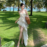 Dodobye-Asymmetrical Vacation Fairy Spaghetti-Strap Dress