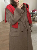 winter fits men Black Brown Korean Style Classic Shoulder Wide Woolen Coat Women's 50 Woolen Coat