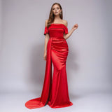 pirates vs sailors drees to impress Solid Color Satin off-Neck Tube Top High Waist Evening Dress Fishtail Dress Long Skirt Dress