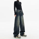 Dodobye 90s streetwear Harajuku Fashion High Waist Women's Spring and Autumn New All-Match Zipper Light Color Washed Trendy Jeans Simple Straight Pants