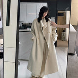 Dodobye winter fits men 2024 Stand Collar Design Double Breasted Overcoat Women's Long Loose Wool Overcoat Coat Women