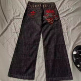 Dodobye baggy jeans Y2g Full Embroidery Printing High Street American Jeans Hip Hop Straight Casual Trousers