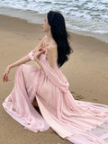 Dodobye-Sweet Chiffon Split Mop Long Dress Sanya Travel Wear Seaside Holiday Dress Super Fairy Beach Skirt