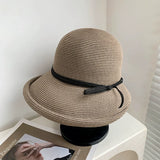 Dodobye Women's Summer Vintage Sunshade Sun Protection Fashionable Curled Brim Straw Hat
