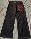 baggy jeans Y2g Full Embroidery Printing High Street American Jeans Hip Hop Straight Casual Trousers