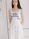 Dodobye Blue Dragon Polka Dot Print Sleeveless Dress