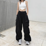 Dodobye 90s streetwear American Retro Workwear Casual Pants Women's Summer Versatile Straight Draping Ankle-Tied Trousers Loose Wide-Leg Pants Ins