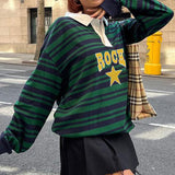 christmas outfit Dodobye Vintage Rock Star Striped Sweatshirt