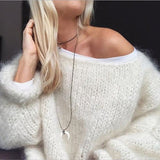 sweater 2024 Mohair Sweater Women's Autumn and Winter Knitted Top Fashion Casual Sweater Women's Clothing