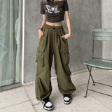 Dodobye 90s streetwear American Retro Workwear Casual Pants Women's Summer Versatile Straight Draping Ankle-Tied Trousers Loose Wide-Leg Pants Ins