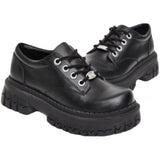 Platform Leather Shoes Summer Black American Mary Jane Shoes Women's Lace-up JK Hot Girl Platform Shoes British Style