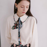 Dodobye Brand Color-Blocked Rabbit Bow Lapel Shirt