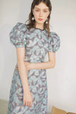 Dodobye Blue And Purple Mesh Butterfly Print Short-Sleeved Dress