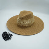 Dodobye Straw Hat Japanese Style Black Brown Panama Women's Beach Big Brim
