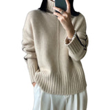 Autumn and Winter New Woolen Sweater Women's Loose Thickened Turtleneck Sweater Lazy Style Color Matching Pure Wool Knitted Bottoming Shirt