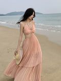 Dodobye-Style Irregularly Slimming Strap Beach Dress Elegant Super Fairy 170 Long Dress and Ankle Long