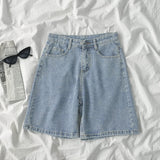 Dodobye 90S Streetwear Cropped Denim Shorts Women'S Summer Thin New High Waist Straight Plus Size Loose Small Wide Leg Pants