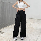 Dodobye 90s streetwear American Retro Workwear Casual Pants Women's Summer Versatile Straight Draping Ankle-Tied Trousers Loose Wide-Leg Pants Ins