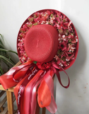 Dodobye Purple Gift Ribbon Catwalk Travel Female Chinese Straw Hat