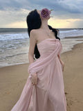 Dodobye-Sweet Chiffon Split Mop Long Dress Sanya Travel Wear Seaside Holiday Dress Super Fairy Beach Skirt