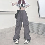 Dodobye 90s streetwear American Retro Workwear Casual Pants Women's Summer Versatile Straight Draping Ankle-Tied Trousers Loose Wide-Leg Pants Ins